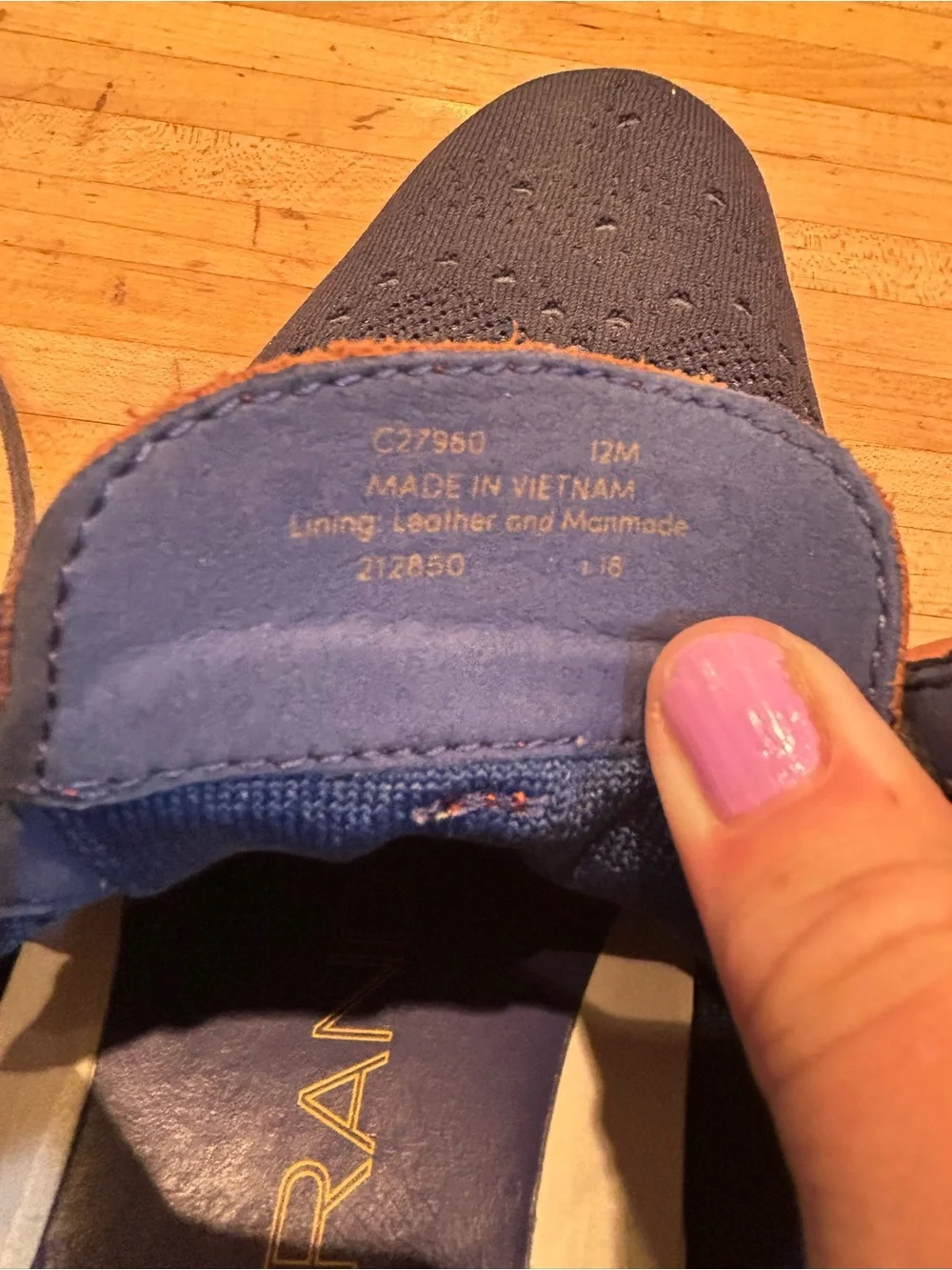 Cole Haan Navy Knit Lace-Up Slip-On Loafers with Tan Accents
